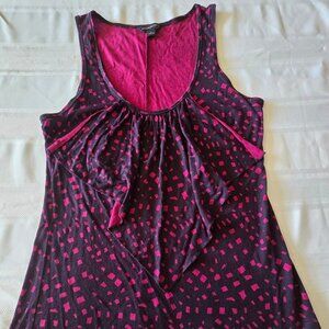 Women's Size Small Banana Republic Sleeveless Black W/Plum Color Print Pullover